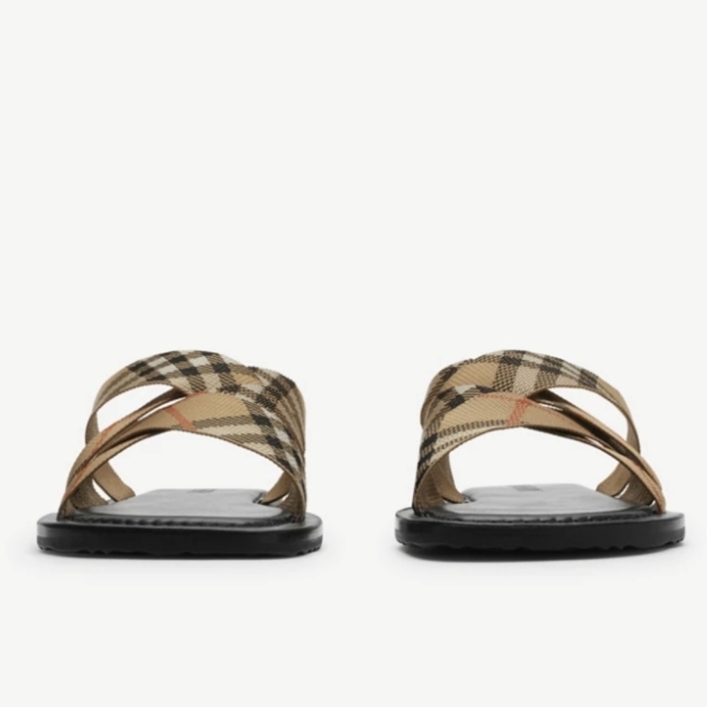 🎉HP🎊 Men's Burberry Check Pavilion Slides - Picture 4 of 8